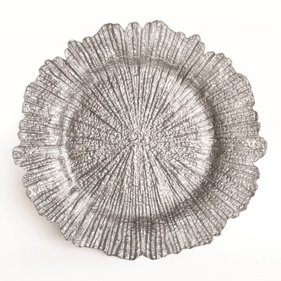 Gold OR Silver Glass Reef Charger Dish, 13.5" diameter - Picture 2 of 2